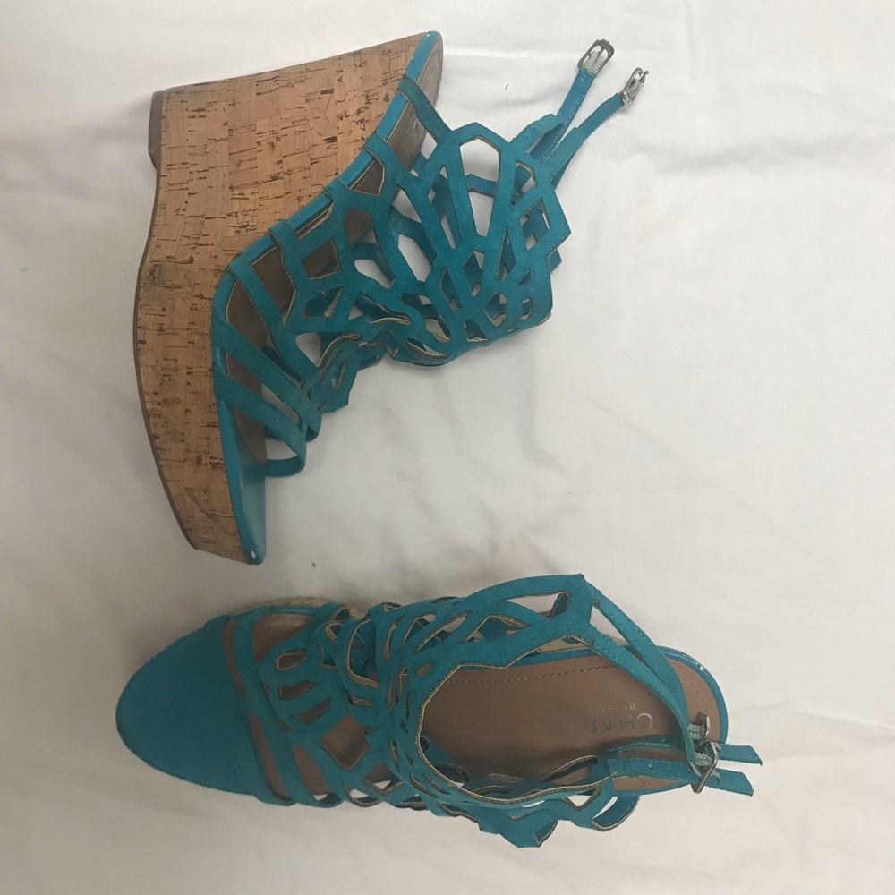 Charles David cork wedge strappy sandals